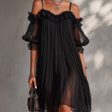 Vitória | Vestido curto em chiffon com efeito degradé e acabamentos refinados