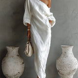 Robe Maxi Imprimé Abstrato a Uma Ombra