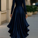 Alice | Vestido maxi em setin com volantes