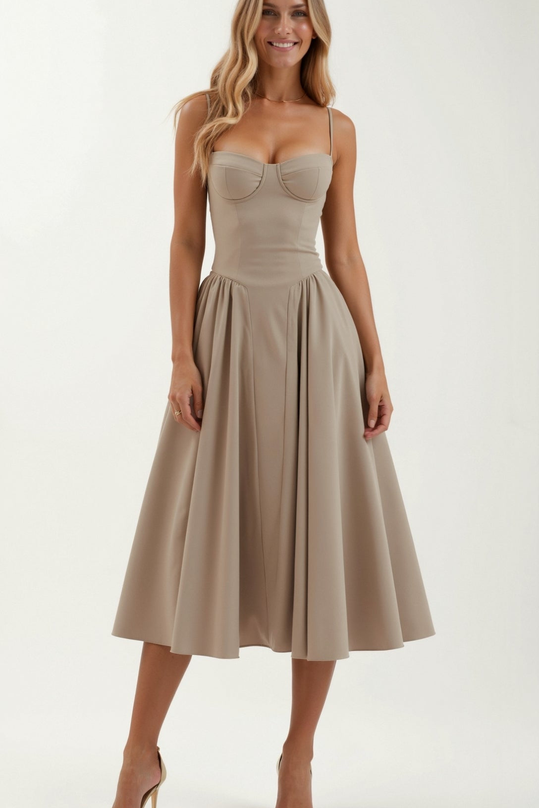 Odete - Vestido midi corpete estruturado