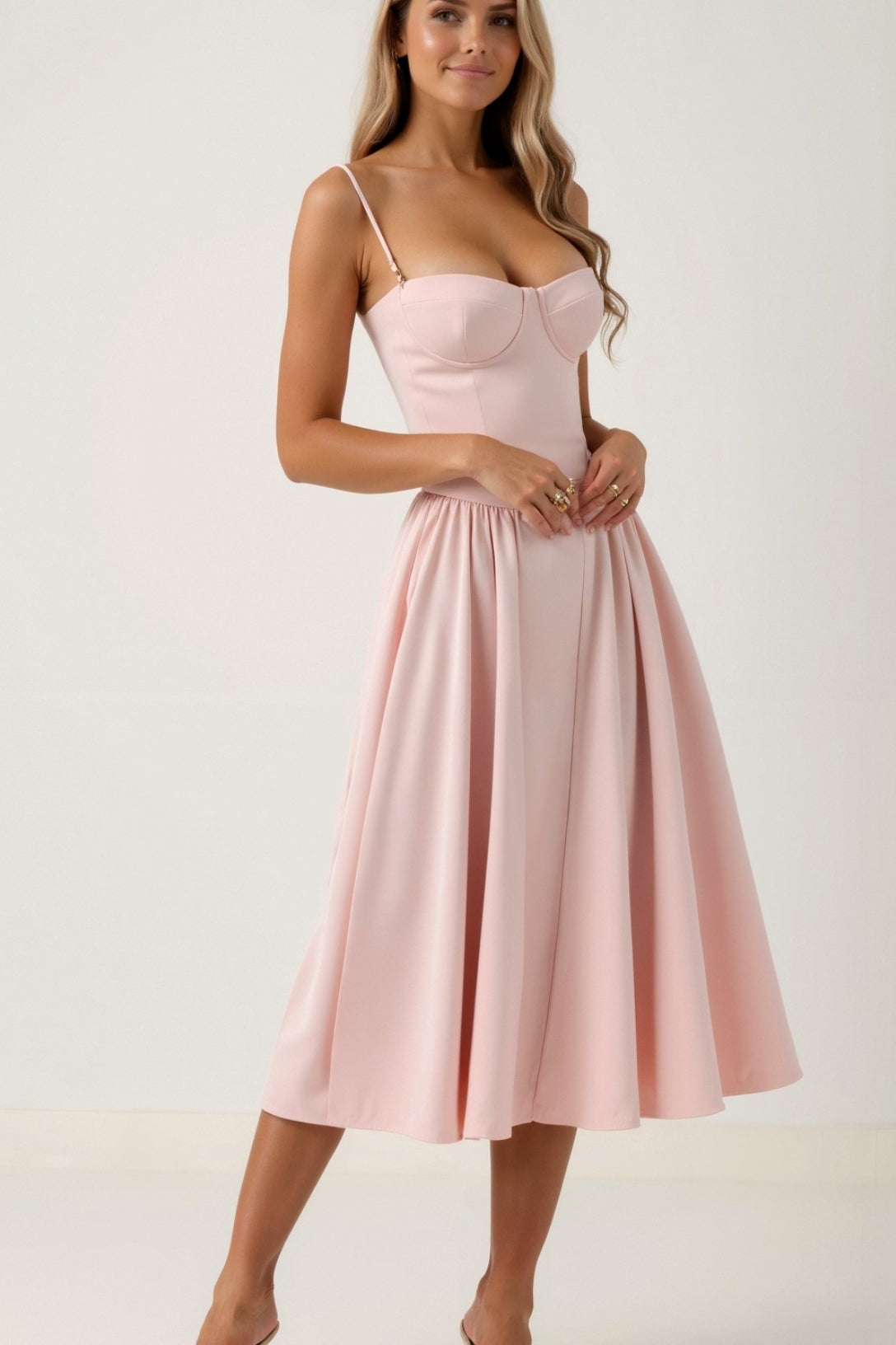 Odete - Vestido midi corpete estruturado