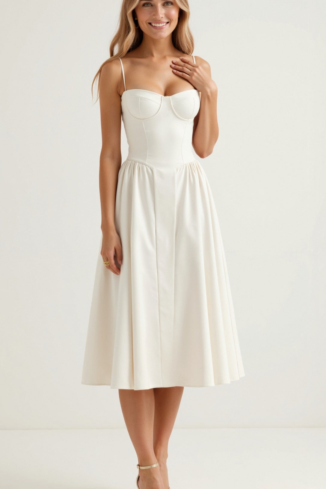 Odete - Vestido midi corpete estruturado