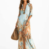 Maxi Robe Impressa Estilo Boémio