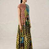 Robe Maxi Plissada Impressa ao Estilo Retro
