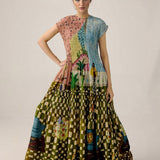Robe Maxi Plissada Impressa ao Estilo Retro
