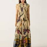 Robe maxi plissada estampada