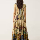 Robe maxi plissada estampada