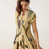 Robe maxi plissada estampada