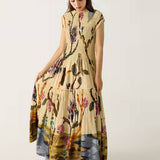 Robe maxi plissada estampada