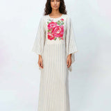 Robe Maxi Fleurie Rosa Pálido