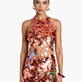 Robe mini dos nu à sequins