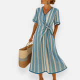 Alice | Robe Listrada com Laço Drapado