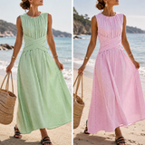 Mariana - Vestido de riscas com cintura cruzada