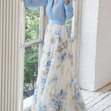 Maxi Vestido com Estampado Floral Radiante