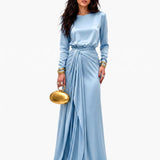 Elegante Vestido Maxi em Satin Drapeado