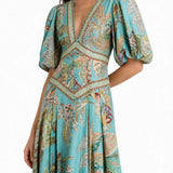 Robe midi satinada com flores
