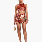 Robe mini dos nu à sequins