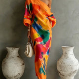 Robe Maxi Imprimé Abstrato a Uma Ombra