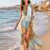 Maxi Robe Impressa Estilo Boémio