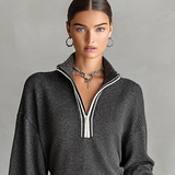 Alice | Robe Mini Tricot Larga com Colarinho Polo e Zíper