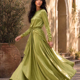 Elegante Vestido Maxi em Satin Drapeado