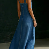 Vera - Vestido Longo de Denim com Botões