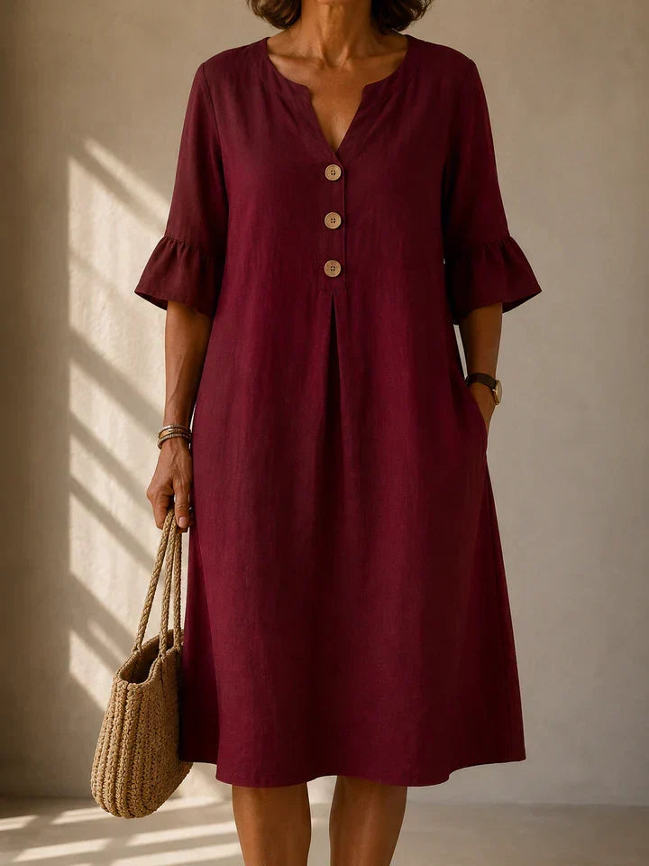 Vestido Botonado Pregas