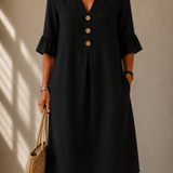 Vestido Botonado Corte Fluido