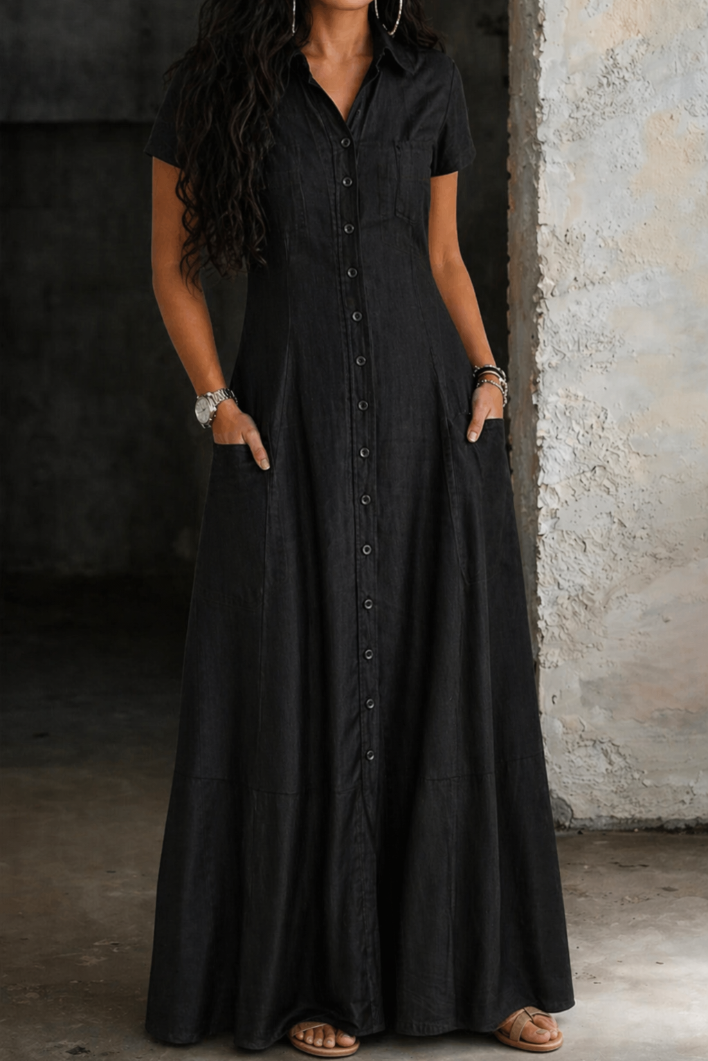 Eliza - Vestido de Denim Longo