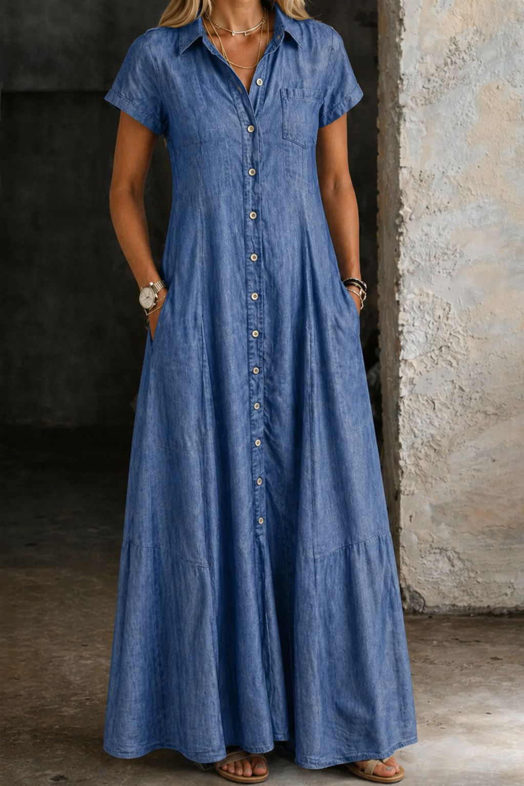Eliza - Vestido de Denim Longo