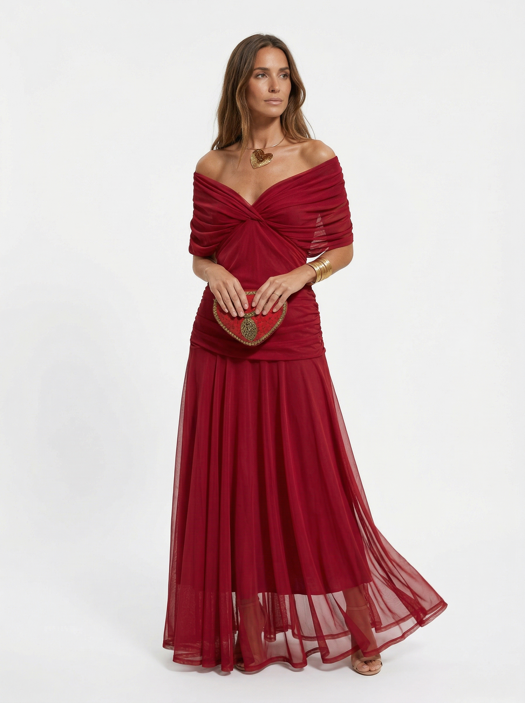 Vestido longo com decote em V