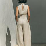 Maria | Conjunto completo com top de alças e calças largas em algodão e linho