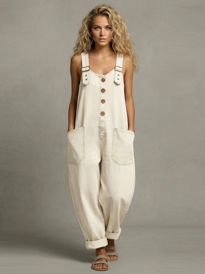 Leila - Macacão de Denim Estiloso com Bolsos