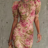 Rosália | Vestido Maxi com Estampa de Rosas Vintage