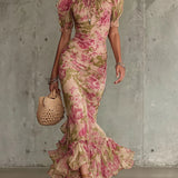 Rosália | Vestido Maxi com Estampa de Rosas Vintage