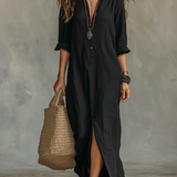 Verónica | Vestido Longo Preto com Botões