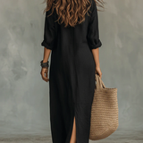 Verónica | Vestido Longo Preto com Botões