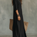 Verónica | Vestido Longo Preto com Botões