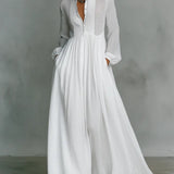 Liliana| Vestido Maxi Minimalista com Colarinho Alto