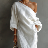 Elisa | Elegante Vestido Maxi de Alça Única em Branco