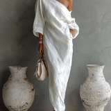 Elisa | Elegante Vestido Maxi de Alça Única em Branco
