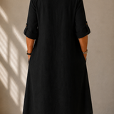 Vestido Reto com Mangas Arregaçadas