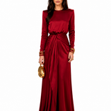 Elegante Vestido Maxi em Satin Drapeado