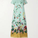 Robe maxi retro estampada