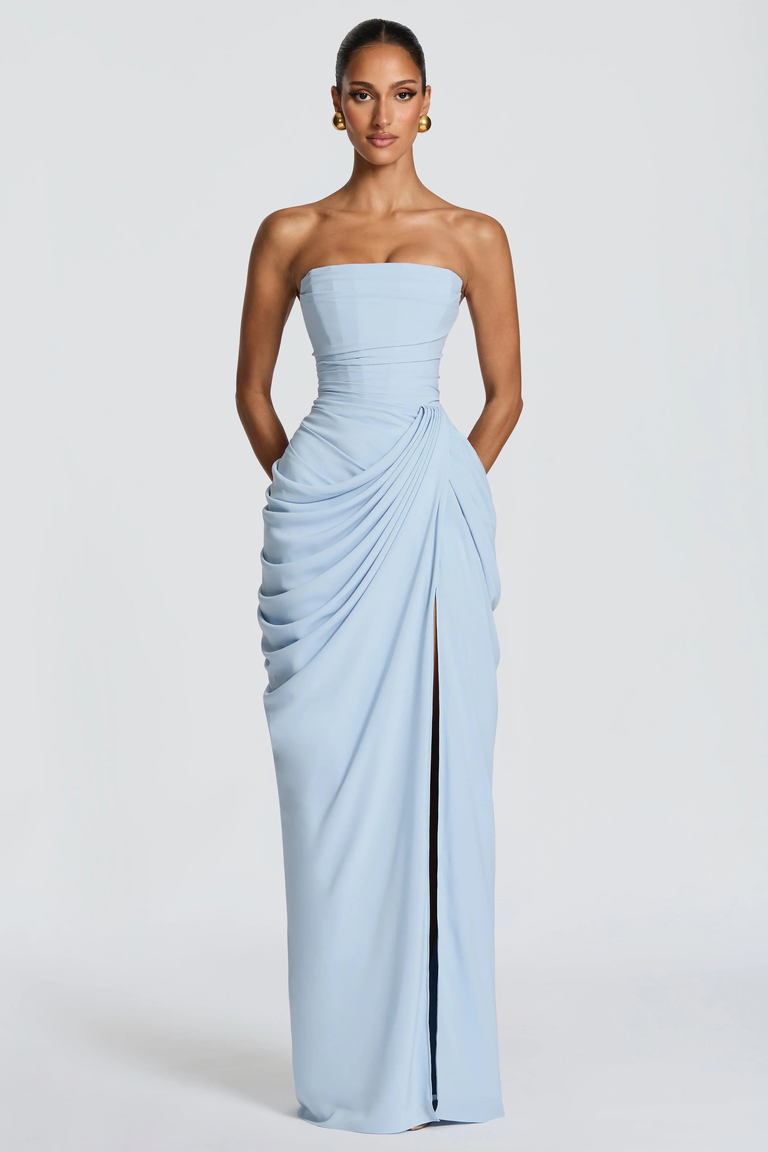 Adriana - Vestido Longo Drapeado com Fenda