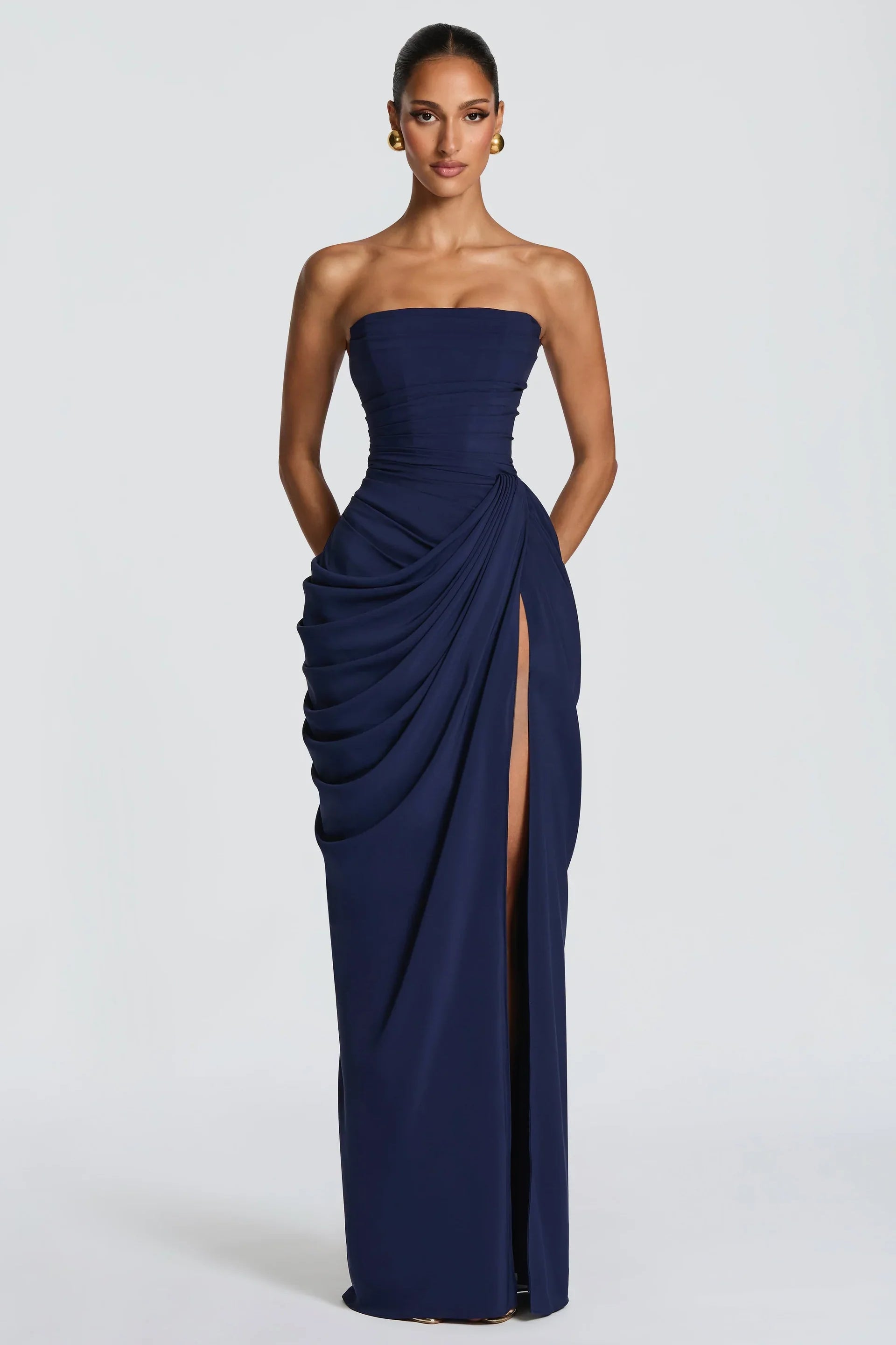 Adriana - Vestido Longo Drapeado com Fenda
