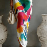 Robe Maxi Imprimé Abstrato a Uma Ombra