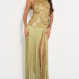 Robe maxi com lantejoulas dos nu