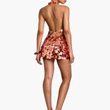 Robe mini dos nu à sequins